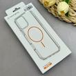 قاب گوشی iPhone 17 Pro Max آیفون اورجینال طلقی شیشه ای شفاف ایربگ دار کپسولی مگ سیف دار Magnetic نارنجی کد 155232