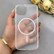 قاب گوشی iPhone 13 - iPhone 14 آیفون اورجینال طلقی شیشه ای شفاف ایربگ دار کپسولی مگ سیف دار Magnetic سفید کد 155235