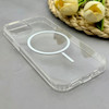 قاب گوشی iPhone 13 - iPhone 14 آیفون اورجینال طلقی شیشه ای شفاف ایربگ دار کپسولی مگ سیف دار Magnetic سفید کد 155235
