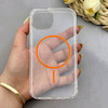 قاب گوشی iPhone 13 - iPhone 14 آیفون اورجینال طلقی شیشه ای شفاف ایربگ دار کپسولی مگ سیف دار Magnetic نارنجی کد 155238