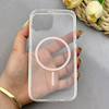 قاب گوشی iPhone 13 - iPhone 14 آیفون اورجینال طلقی شیشه ای شفاف ایربگ دار کپسولی مگ سیف دار Magnetic صورتی کد 155239