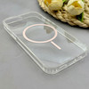 قاب گوشی iPhone 13 - iPhone 14 آیفون اورجینال طلقی شیشه ای شفاف ایربگ دار کپسولی مگ سیف دار Magnetic صورتی کد 155239