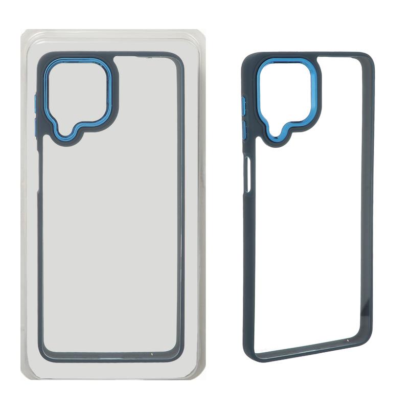 قاب گوشی Galaxy M53 5G سامسونگ متال کیس Metal طرح پشت طلق شفاف دور سیلیکونی سرمه ای کد 99112