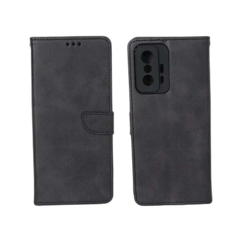 کیف گوشی Xiaomi Mi 11T - Mi 11T Pro شیائومی مگنتی طرح چرم کتابی محافظ لنزدار بنددار مشکی کد 99118