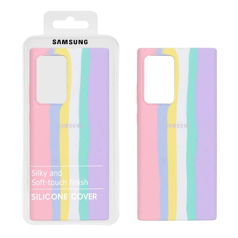 قاب گوشی Galaxy Note 20 Ultra سامسونگ سیلیکونی اورجینال پاک کنی رنگین کمانی آبرنگی درجه یک زیربسته کد 99119