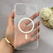 قاب گوشیiPhone 12 Pro Max آیفون فول طلقی مگ سیف دار شفاف کریستالی اورجینال AVA شیشه ای سفید کد 156433