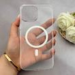 قاب گوشیiPhone 13 Pro Max آیفون فول طلقی مگ سیف دار شفاف کریستالی اورجینال AVA شیشه ای سفید کد 156434