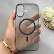 قاب گوشی iPhone 17 آیفون فول طلقی مگ سیف دار شفاف کریستالی اورجینال AVA شیشه ای مشکی کد 156454
