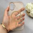 قاب گوشی iPhone 16 آیفون فول طلقی مگ سیف دار شفاف کریستالی اورجینال AVA شیشه ای نسکافه ای کد 156456