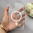 قاب گوشی iPhone 11 آیفون فول طلقی مگ سیف دار شفاف کریستالی اورجینال AVA شیشه ای سفید کد 156459