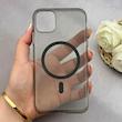 قاب گوشی iPhone 11 آیفون فول طلقی مگ سیف دار شفاف کریستالی اورجینال AVA شیشه ای مشکی کد 156460