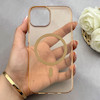 قاب گوشی iPhone 13 - iPhone 14 آیفون فول طلقی مگ سیف دار شفاف کریستالی اورجینال AVA شیشه ای نسکافه ای کد 156463