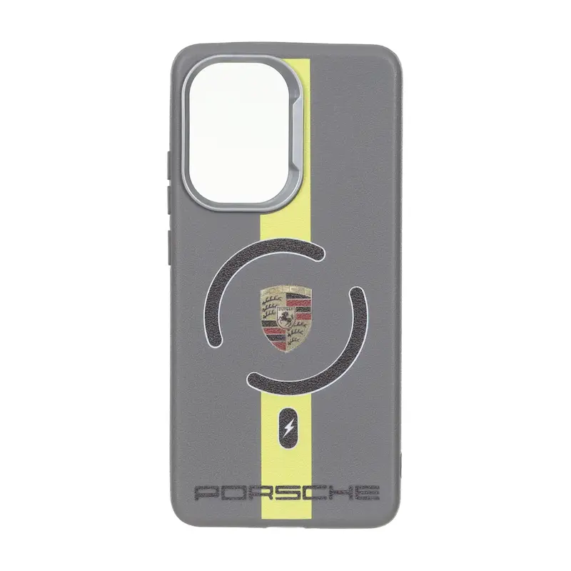 قاب گوشی Poco X7 Pro شیائومی لدر دیزاین SOFT Lether Design سیلیکونی طرح مگ سیف خاکستری کد E42-99156
