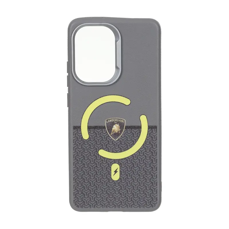قاب گوشی Poco X7 Pro شیائومی لدر دیزاین SOFT Lether Design سیلیکونی طرح مگ سیف خاکستری کد E42-99158