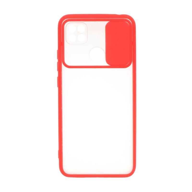 قاب گوشی Redmi 9C - Redmi 10A - Poco C3 شیائومی طرح پشت مات محافظ لنز دار کشویی قرمز کد E4-99168