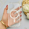 قاب گوشی iPhone 16 آیفون  اورجینال spigen HYBRID CRYSTAL طلقی شیشه ای شفاف مگ سیف دار کد 155128