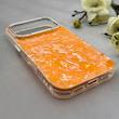 قاب گوشی iPhone 17 Pro آیفون اورجینال AV ماربل کرومی لنز نگین دار لاکچری نارنجی کد 157026