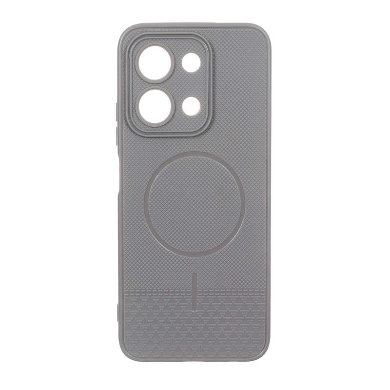 قاب گوشی Redmi 15C - Poco C85 شیائومی سیلیکونی Texture هاشور دار ژله ای طرح مگ سیف محافظ لنز دار خاکستری کد 99302
