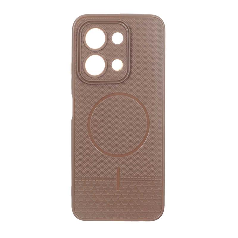 قاب گوشی Redmi 15C - Poco C85 شیائومی سیلیکونی Texture هاشور دار ژله ای طرح مگ سیف محافظ لنز دار قهوه ای کد 99303