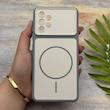 قاب گوشی Galaxy A32 4G سامسونگ مات NEW PVD سیلیکونی تبدیل آیفون 17 دکمه فلزی طرح مگ سیف طوسی کد 158470