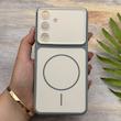 قاب گوشی Galaxy S25 FE سامسونگ مات NEW PVD سیلیکونی تبدیل آیفون 17 دکمه فلزی طرح مگ سیف طوسی کد 158487