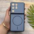 قاب گوشی Galaxy S26 Ultra سامسونگ مات NEW PVD سیلیکونی تبدیل آیفون 17 دکمه فلزی طرح مگ سیف سرمه ای کد 158493