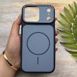 قاب گوشی iPhone 17 Pro Max آیفون مات NEW PVD سیلیکونی تبدیل آیفون 17 دکمه فلزی طرح مگ سیف سرمه ای کد 158523