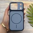 قاب گوشی iPhone 17 Pro آیفون مات NEW PVD سیلیکونی تبدیل آیفون 17 دکمه فلزی طرح مگ سیف سرمه ای کد E20-158524