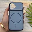 قاب گوشی iPhone 16 آیفون مات NEW PVD سیلیکونی تبدیل آیفون 17 دکمه فلزی طرح مگ سیف سرمه ای کد E20-158534