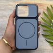 قاب گوشی iPhone 16 Pro آیفون مات NEW PVD سیلیکونی تبدیل آیفون 17 دکمه فلزی طرح مگ سیف سرمه ای کد E20-158535