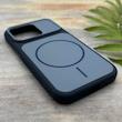 قاب گوشی iPhone 15 Pro آیفون مات NEW PVD سیلیکونی تبدیل آیفون 17 دکمه فلزی طرح مگ سیف سرمه ای کد E20-158542