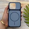 قاب گوشی iPhone 14 Pro آیفون مات NEW PVD سیلیکونی تبدیل آیفون 17 دکمه فلزی طرح مگ سیف سرمه ای کد E20-158543