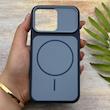 قاب گوشی iPhone 13 Pro آیفون مات NEW PVD سیلیکونی تبدیل آیفون 17 دکمه فلزی طرح مگ سیف سرمه ای کد 158550