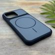 قاب گوشی iPhone 13 Pro آیفون مات NEW PVD سیلیکونی تبدیل آیفون 17 دکمه فلزی طرح مگ سیف سرمه ای کد 158550