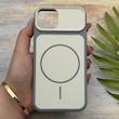 قاب گوشی iPhone 13 - iPhone 14 آیفون مات NEW PVD سیلیکونی تبدیل آیفون 17 دکمه فلزی طرح مگ سیف طوسی کد 158552