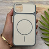 قاب گوشی iPhone 11 آیفون مات NEW PVD سیلیکونی تبدیل آیفون 17 دکمه فلزی طرح مگ سیف طوسی کد 158556