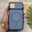 قاب گوشی iPhone 11 آیفون مات NEW PVD سیلیکونی تبدیل آیفون 17 دکمه فلزی طرح مگ سیف سرمه ای کد 158558