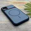 قاب گوشی iPhone 11 آیفون مات NEW PVD سیلیکونی تبدیل آیفون 17 دکمه فلزی طرح مگ سیف سرمه ای کد 158558