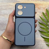 قاب گوشی Redmi A5 - Poco C71 شیائومی مات NEW PVD سیلیکونی تبدیل آیفون 17 دکمه فلزی طرح مگ سیف سرمه ای کد E20-158590