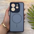 قاب گوشی Redmi Note 14 4G شیائومی مات NEW PVD سیلیکونی تبدیل آیفون 17 دکمه فلزی طرح مگ سیف سرمه ای کد 158605
