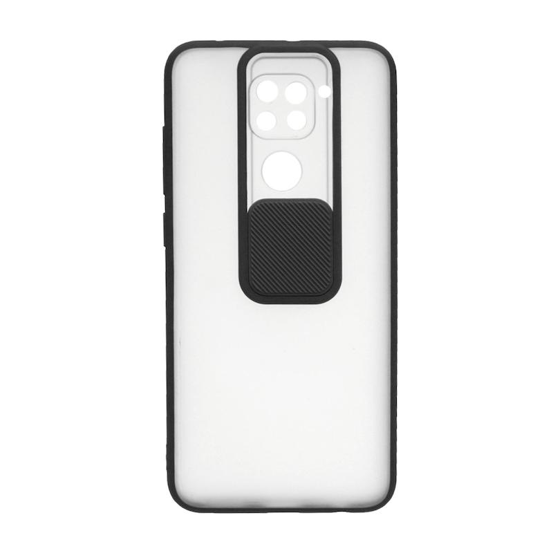 قاب گوشی Redmi 10X - Redmi Note 9 شیائومی طرح پشت مات محافظ لنز دار کشویی مشکی کد E4-99429