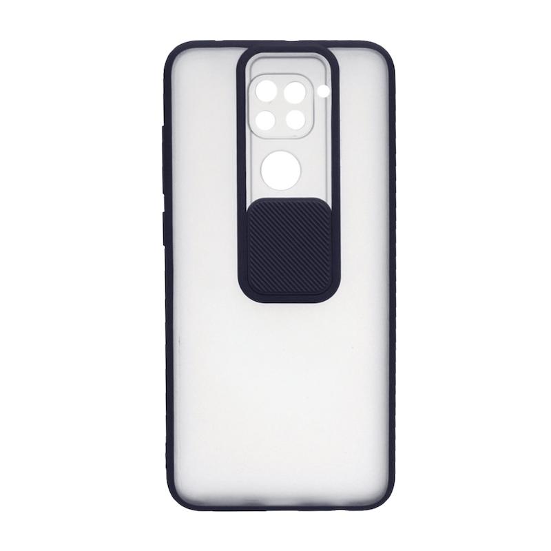قاب گوشی Redmi 10X - Redmi Note 9 شیائومی طرح پشت مات محافظ لنز دار کشویی سرمه ای کد E4-99430
