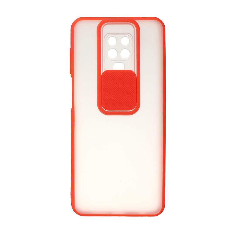 قاب گوشی Redmi Note 9S - Redmi Note 9 Pro شیائومی طرح پشت مات محافظ لنز دار کشویی قرمز کد 99433