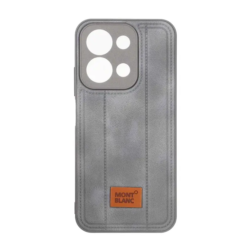 قاب گوشی Redmi 15C - Poco C85 شیائومی اورجینال Mont Blanc چرمی طرح دوخت محافظ لنزدار خاکستری کد 159444