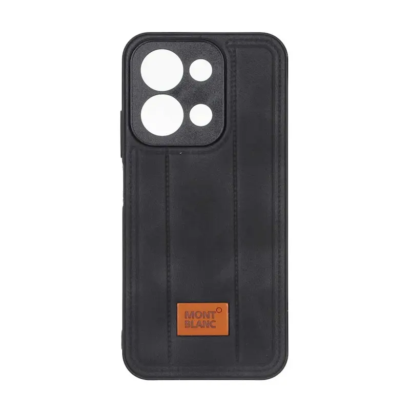 قاب گوشی Redmi 15C - Poco C85 شیائومی اورجینال Mont Blanc چرمی طرح دوخت محافظ لنزدار مشکی کد 159445