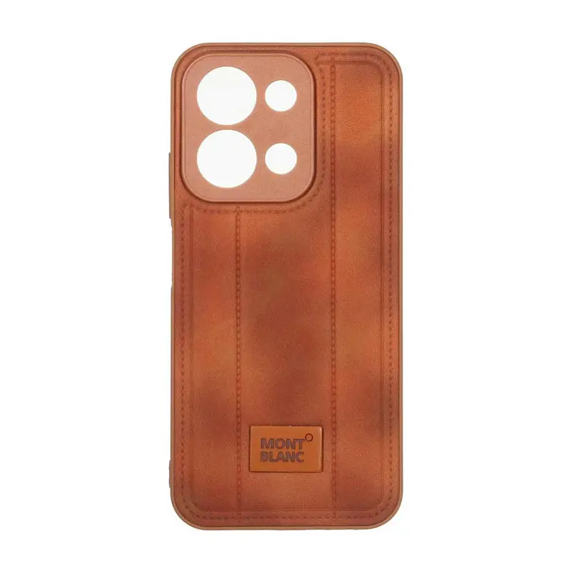 قاب گوشی Redmi 15C - Poco C85 شیائومی اورجینال Mont Blanc چرمی طرح دوخت محافظ لنزدار قهوه ای کد 159447