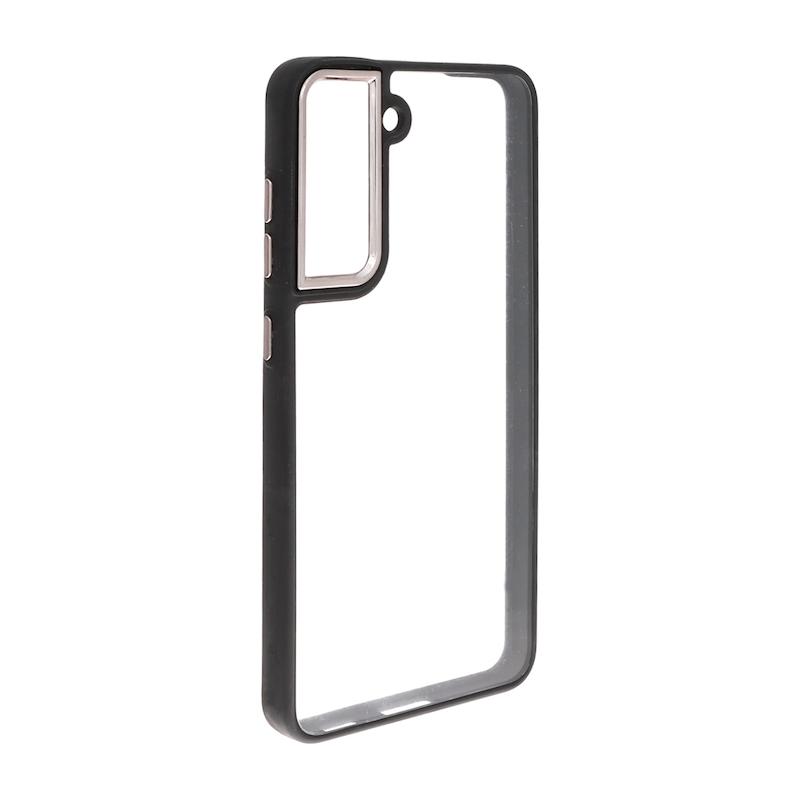 قاب گوشی Galaxy S21 FE سامسونگ اورجینال متال کیس Metal طرح پشت طلق شفاف دور سیلیکونی مشکی کد 99548