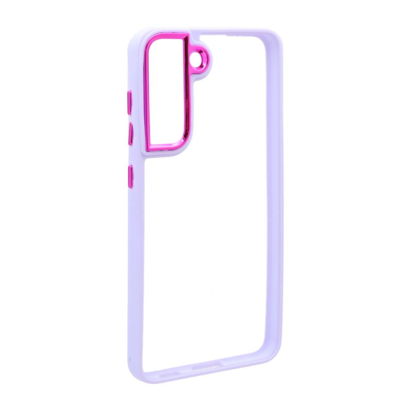 قاب گوشی Galaxy S21 FE سامسونگ اورجینال متال کیس Metal طرح پشت طلق شفاف دور سیلیکونی یاسی کد 99549