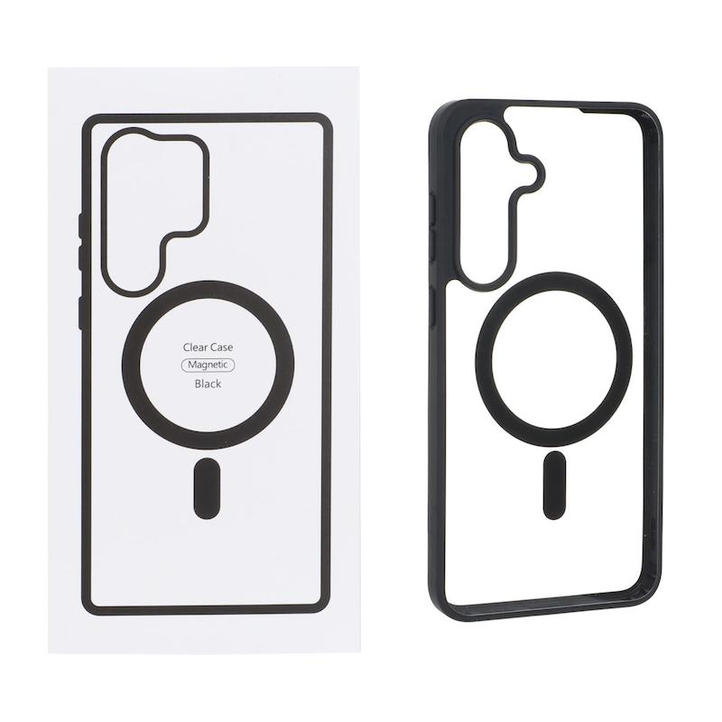 قاب گوشی Galaxy S25 FE سامسونگ اورجینال Clear Case مگ سیف Space Mag safe طرح طلقی شیشه ای شفاف مشکی کد 99562