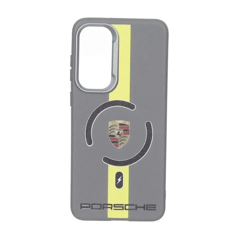 قاب گوشی Galaxy S25 FE سامسونگ لدر دیزاین SOFT Lether Design سیلیکونی طرح مگ سیف خاکستری کد 99567